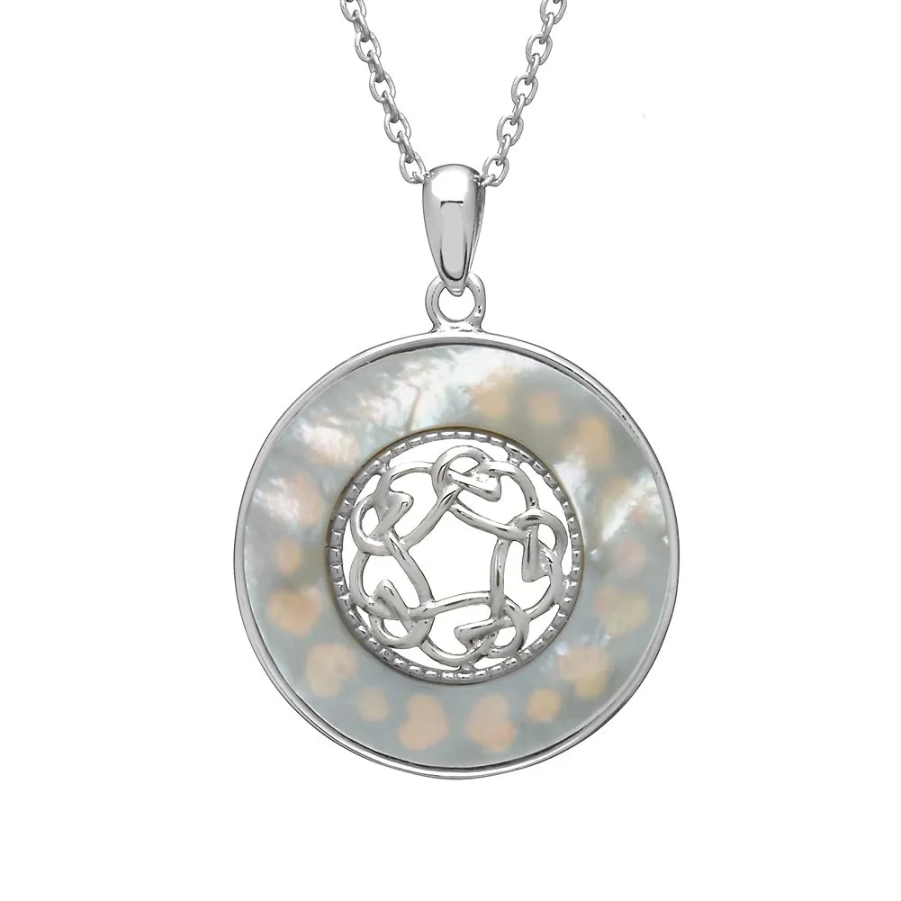 Sterling Silver Mother of Pearl Celtic Knot Pendant with Chain - ANU1183