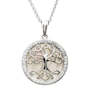 Sterling Silver Mother of Pearl Celtic Tree of Life Pendant with Chain - SW229