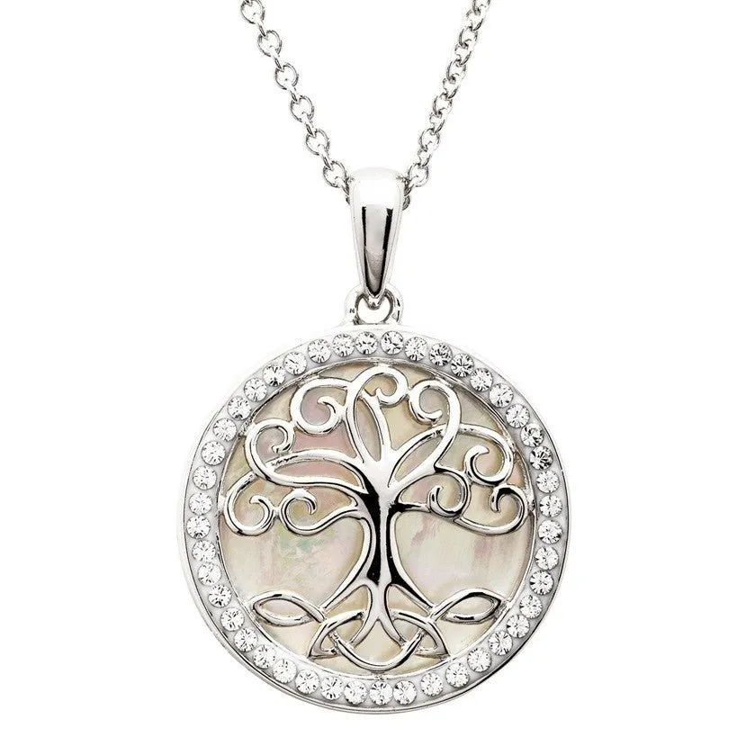 Sterling Silver Mother of Pearl Celtic Tree of Life Pendant with Chain - SW229