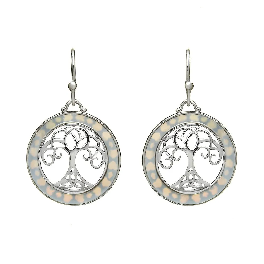 Sterling Silver Mother of Pearl Tree of Life Earrings - ANU2115