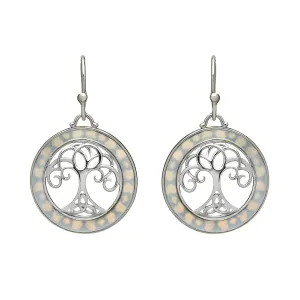 Sterling Silver Mother of Pearl Tree of Life Earrings - ANU2115
