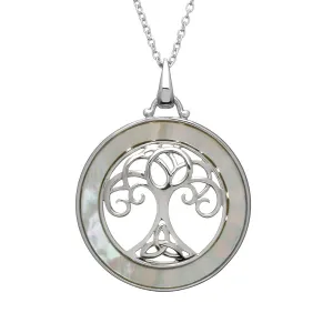 Sterling Silver Mother of Pearl Tree of Life Pendant with Chain - ANU1188
