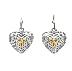 Sterling Silver Puffy Heart Celtic Trinity Earrings - ANU2084