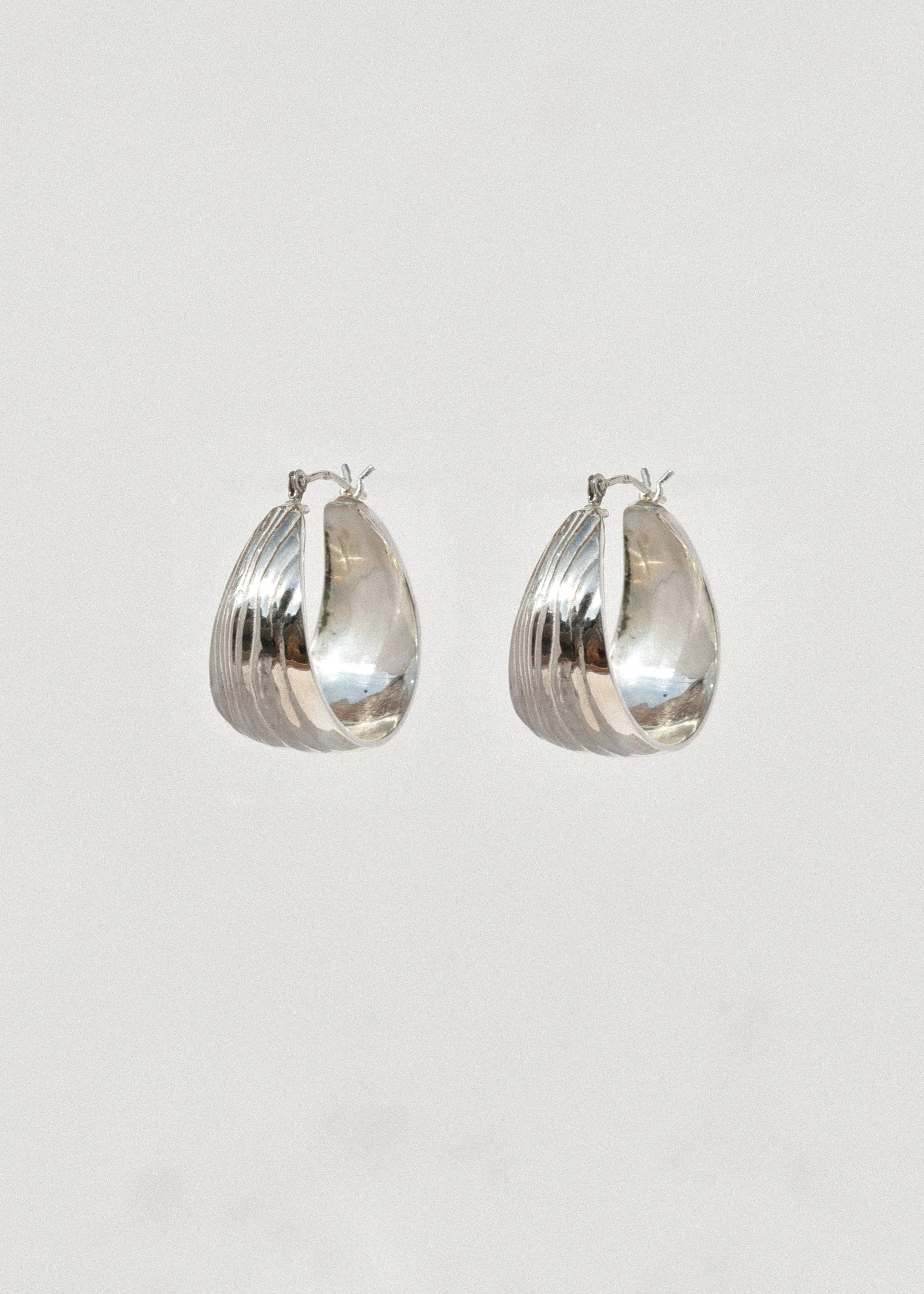 Sterling Silver Roseau Hoops