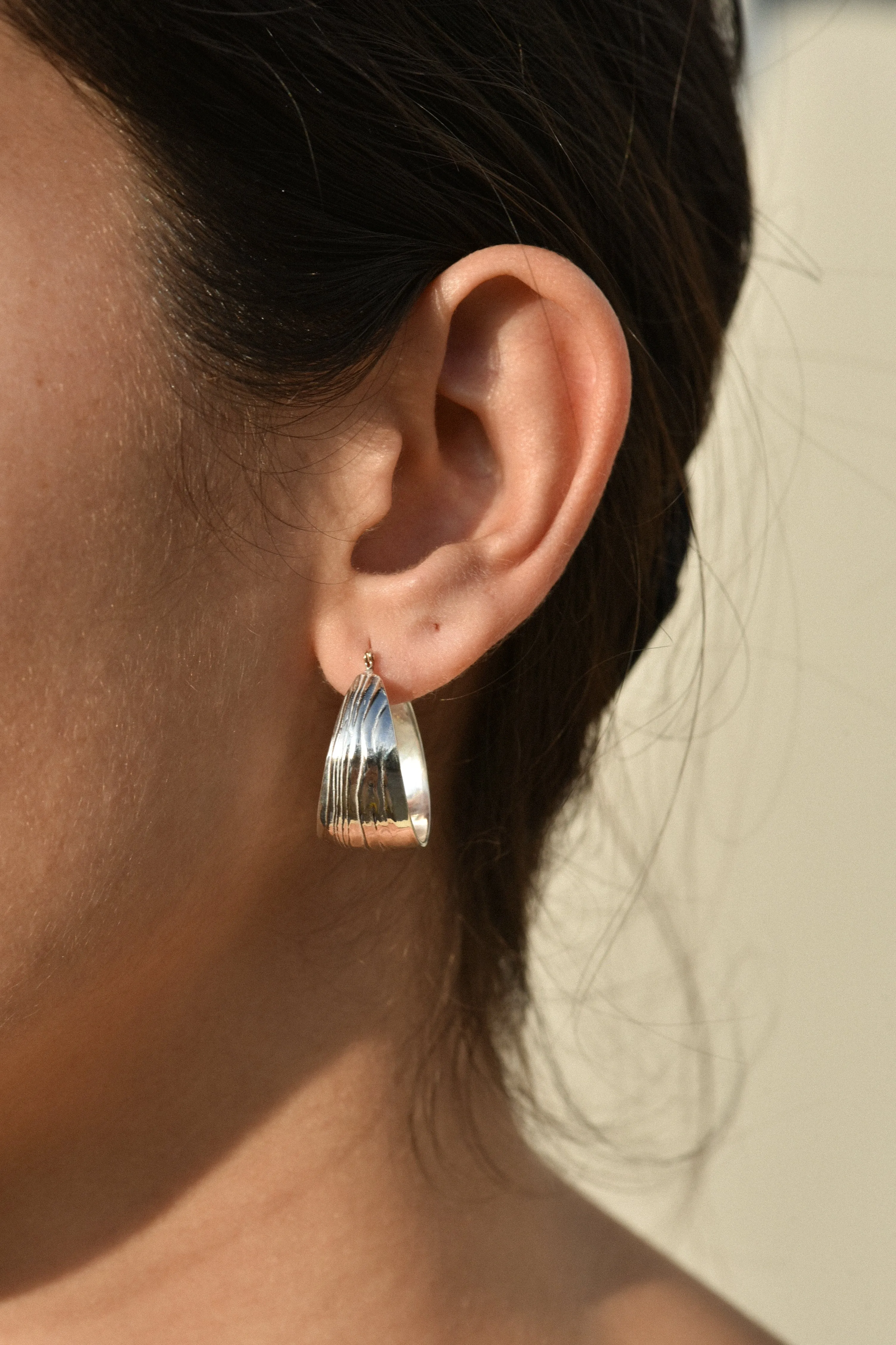 Sterling Silver Roseau Hoops