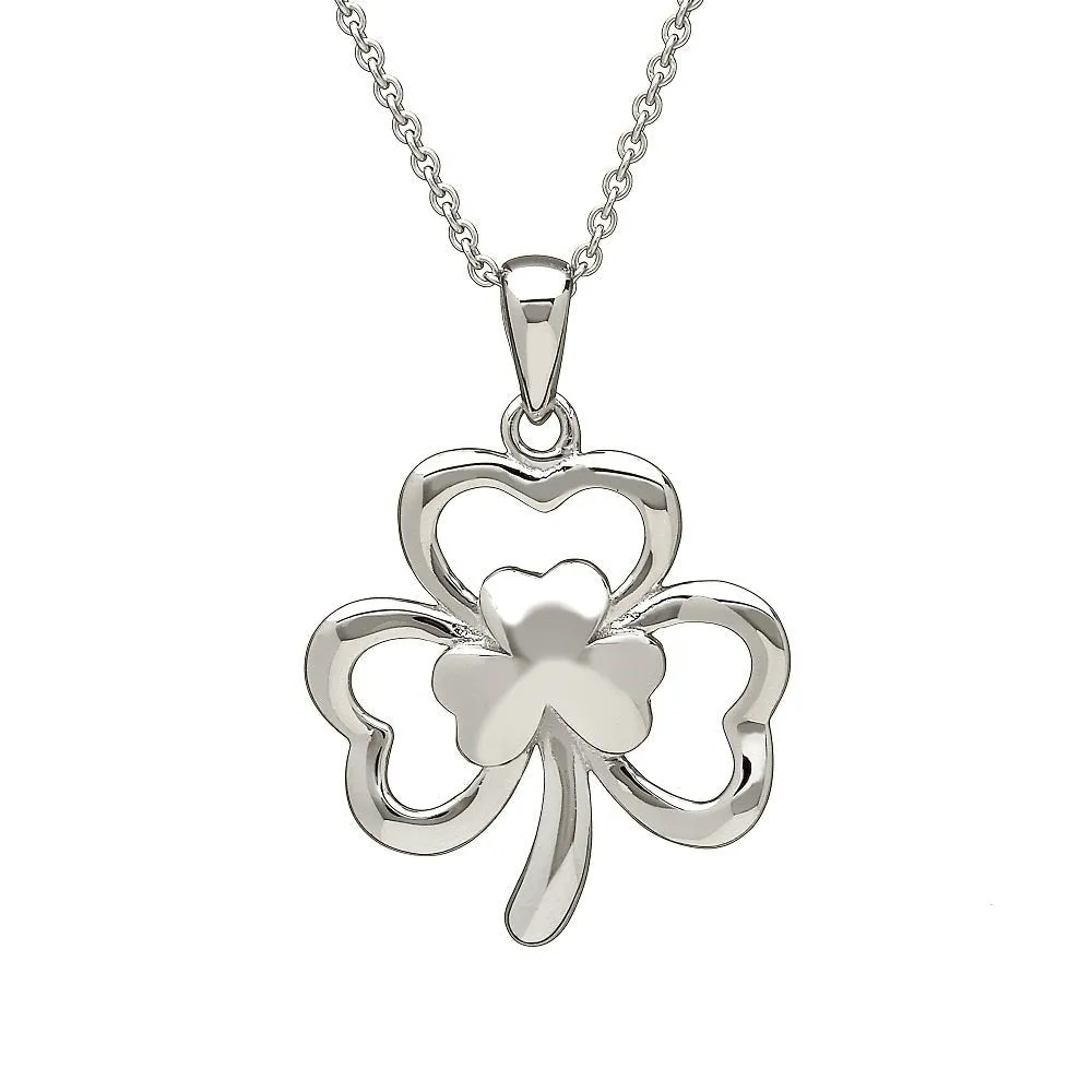 Sterling Silver Shamrock Pendant with Chain - ANU1094