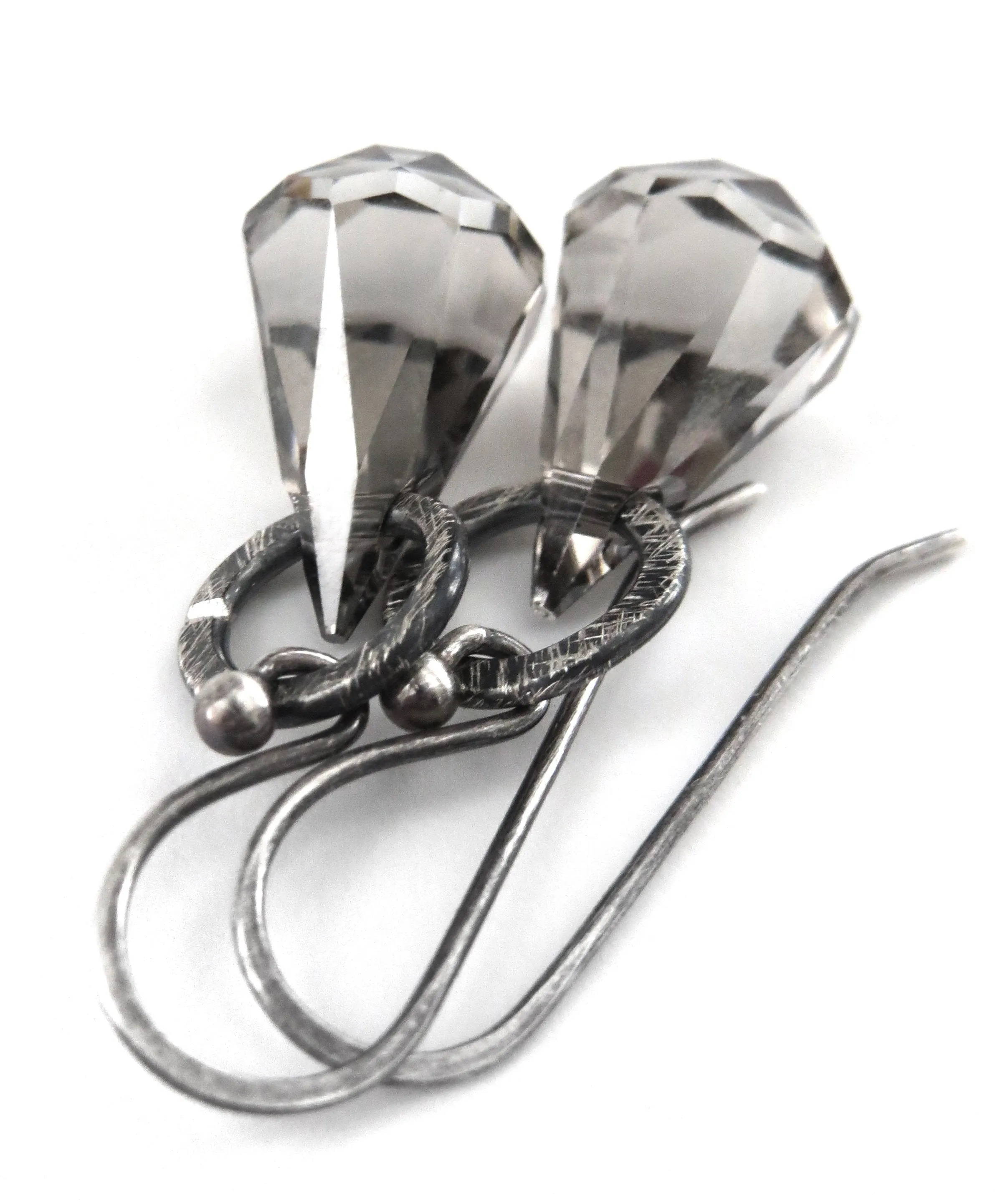 STRIKE - Small Sheer Grey Crystals Earrings