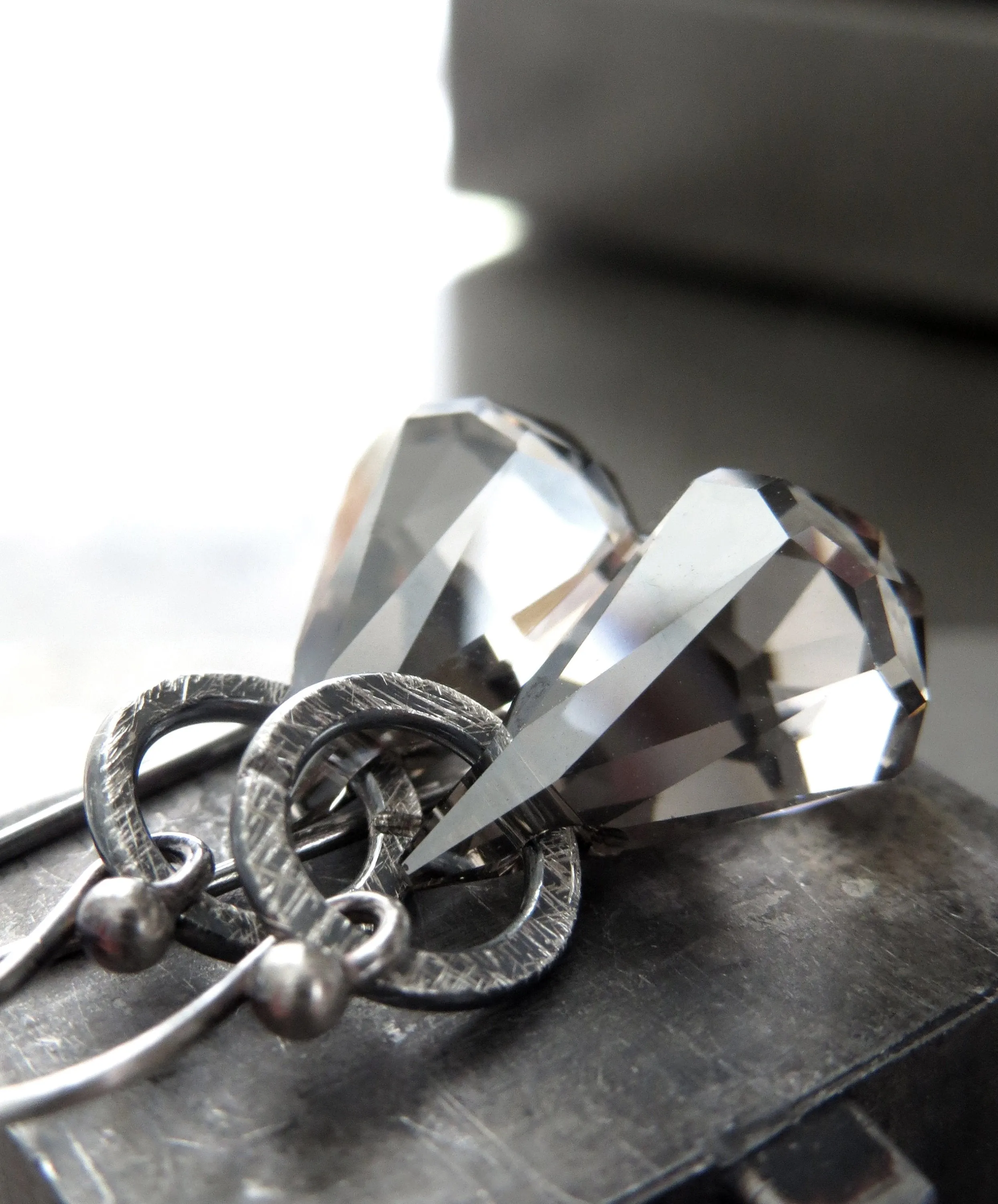 STRIKE - Small Sheer Grey Crystals Earrings
