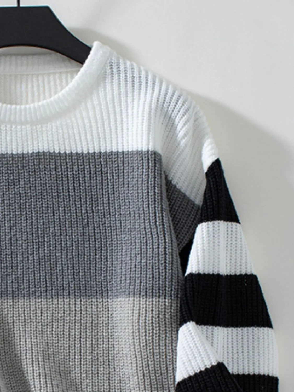 Striped Color Block Pullover Sweater (2 Colors)