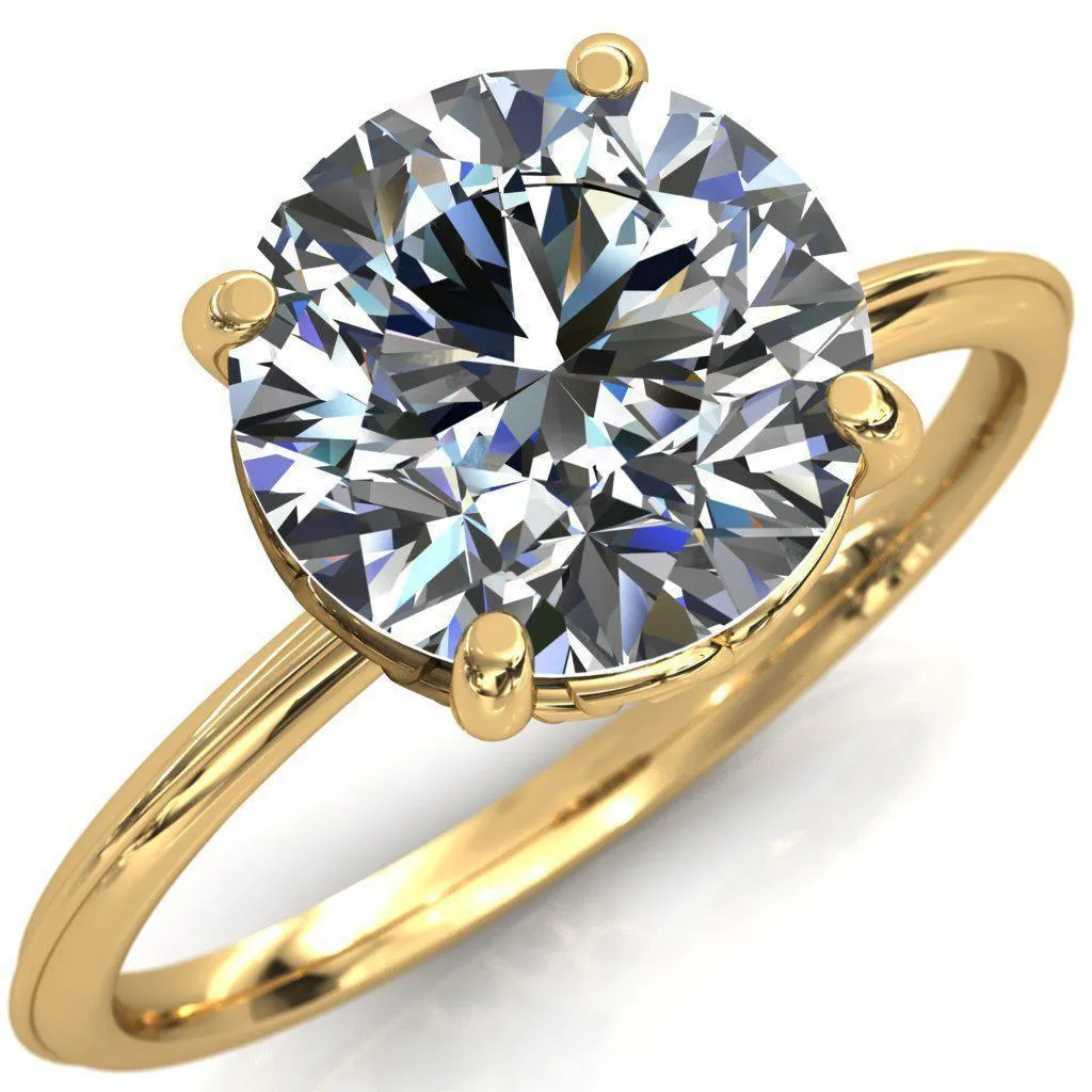 Sunbeam Caligraphy Round Center Stone Engagement Ring