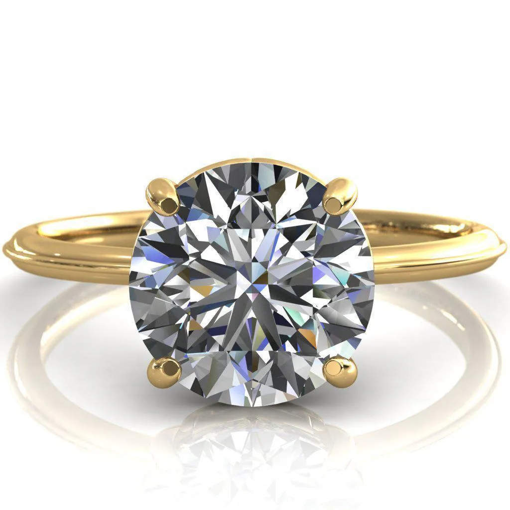 Sunbeam Caligraphy Round Center Stone Engagement Ring