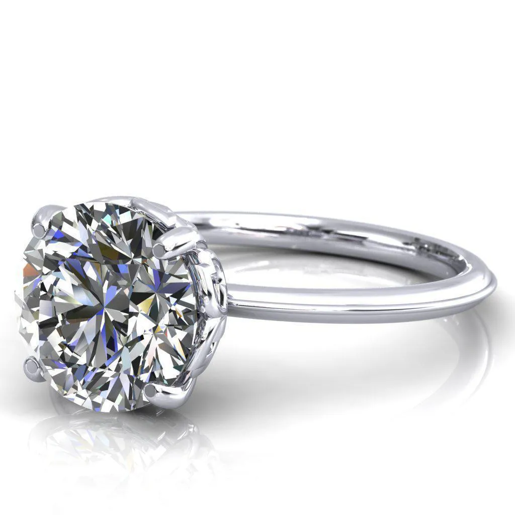 Sunbeam Caligraphy Round Center Stone Engagement Ring
