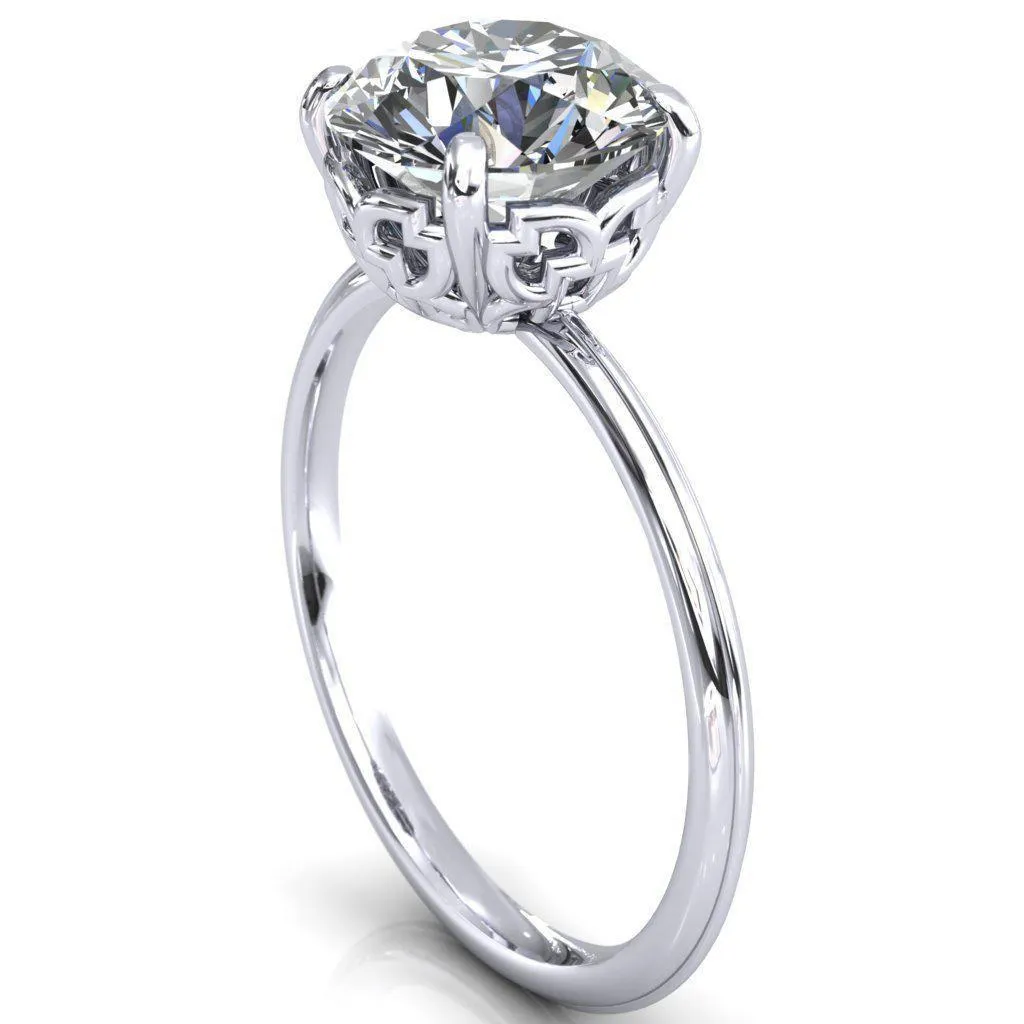 Sunbeam Caligraphy Round Center Stone Engagement Ring