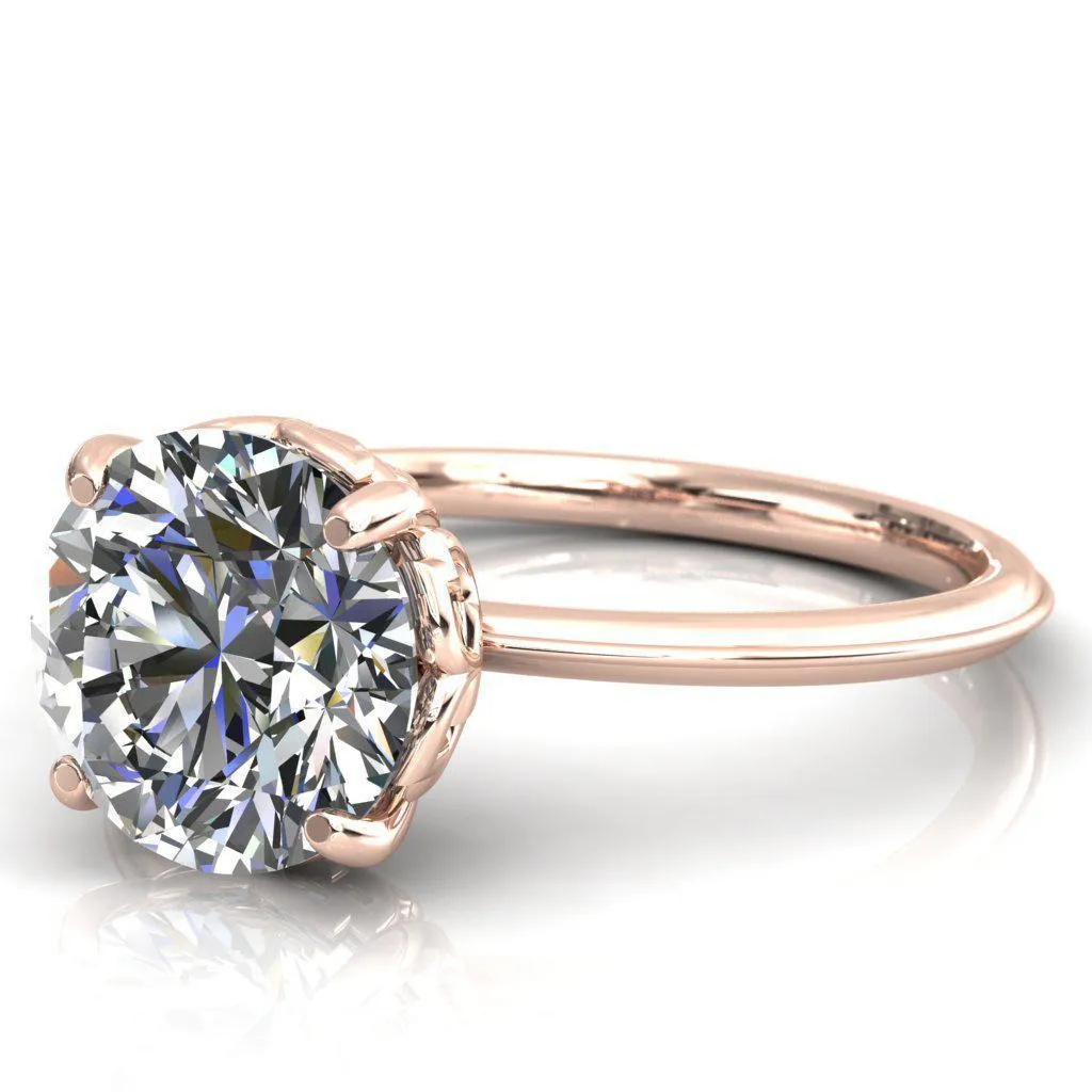 Sunbeam Caligraphy Round Center Stone Engagement Ring