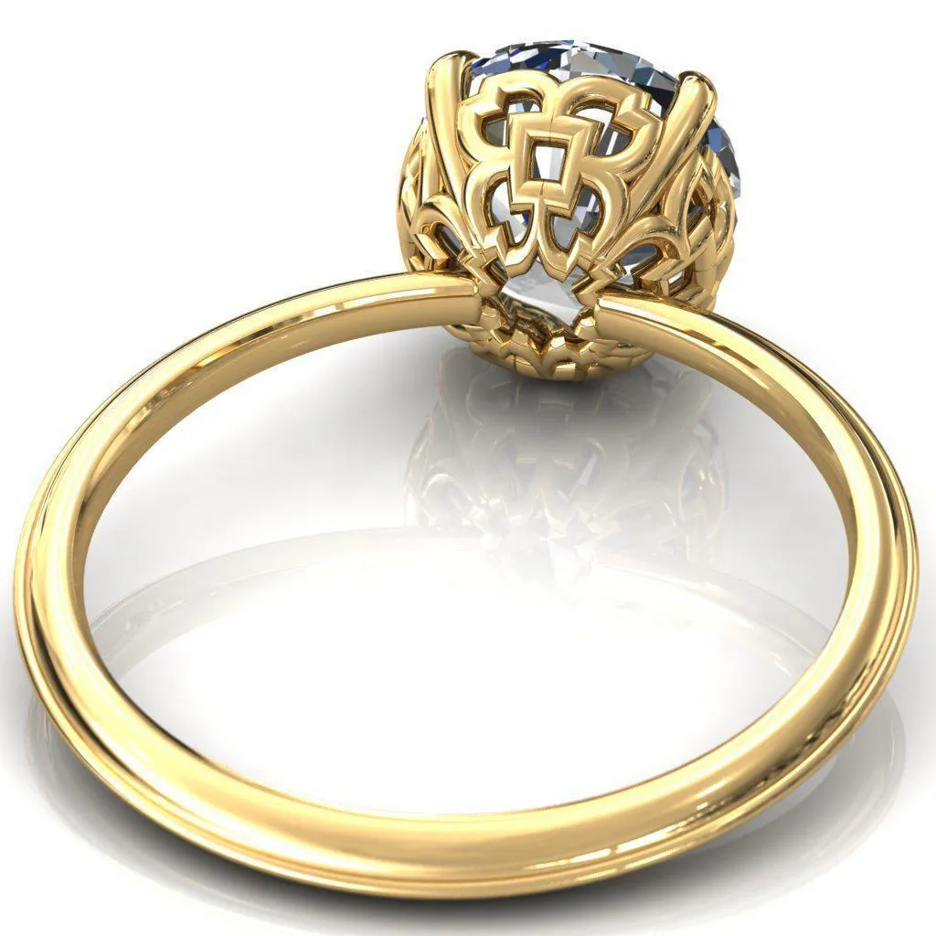Sunbeam Caligraphy Round Center Stone Engagement Ring