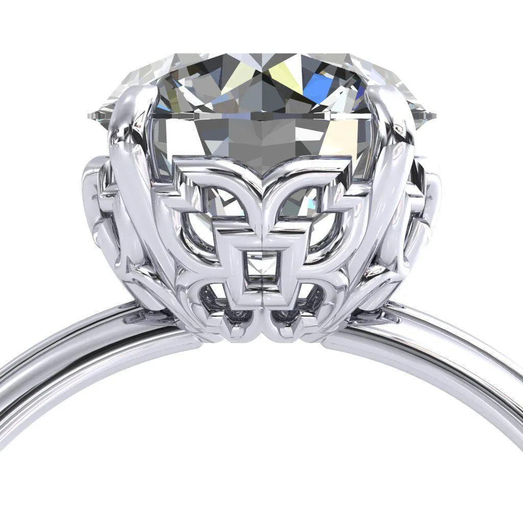 Sunbeam Caligraphy Round Center Stone Engagement Ring