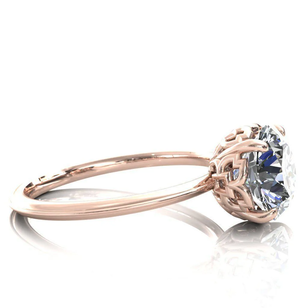 Sunbeam Caligraphy Round Center Stone Engagement Ring
