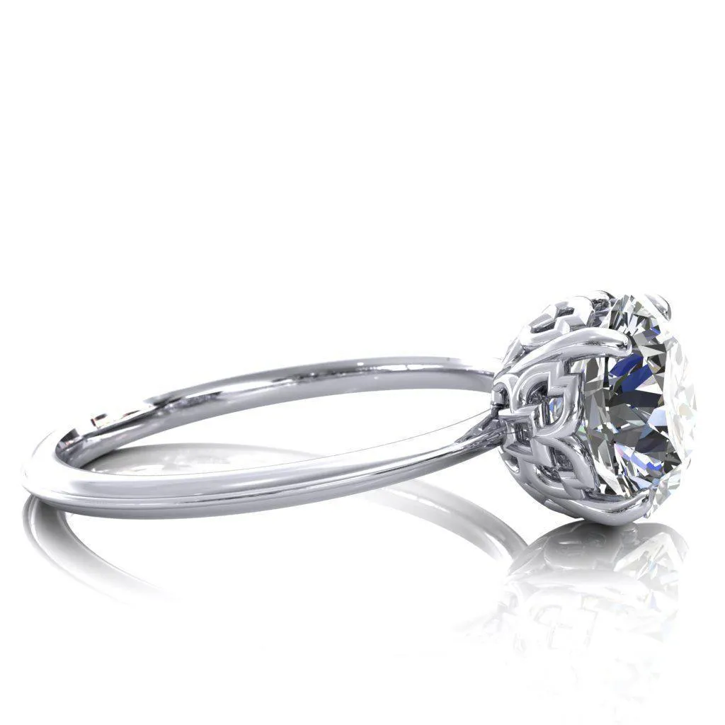 Sunbeam Caligraphy Round Center Stone Engagement Ring
