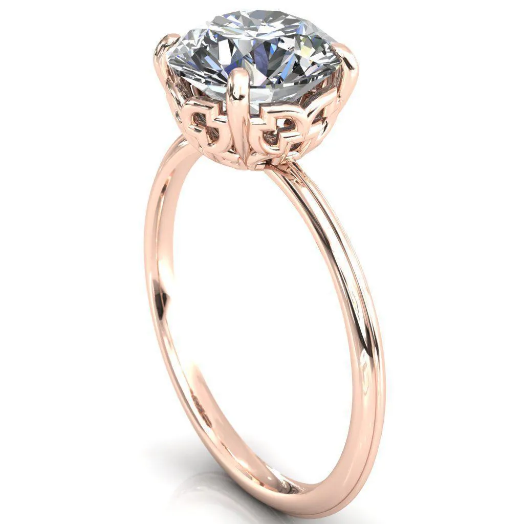 Sunbeam Caligraphy Round Center Stone Engagement Ring