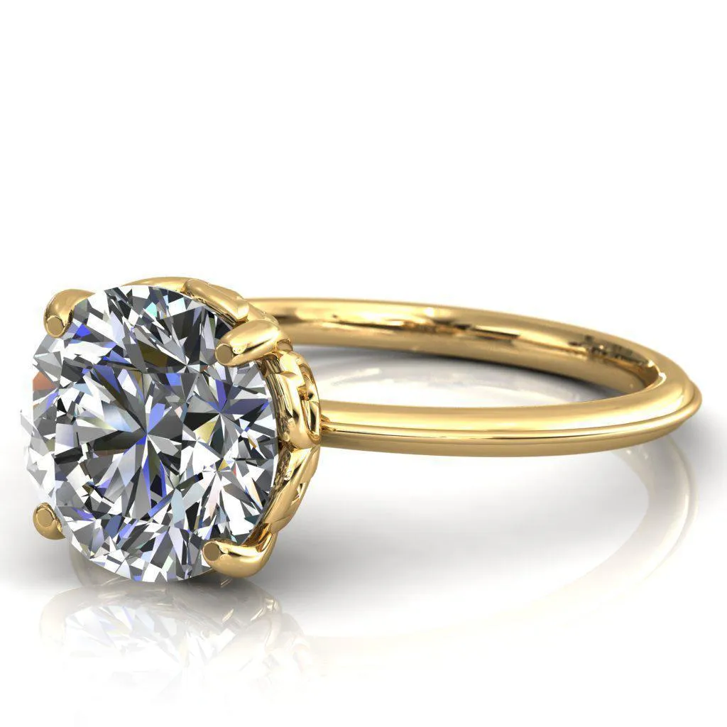 Sunbeam Caligraphy Round Center Stone Engagement Ring
