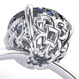 Sunbeam Caligraphy Round Center Stone Engagement Ring