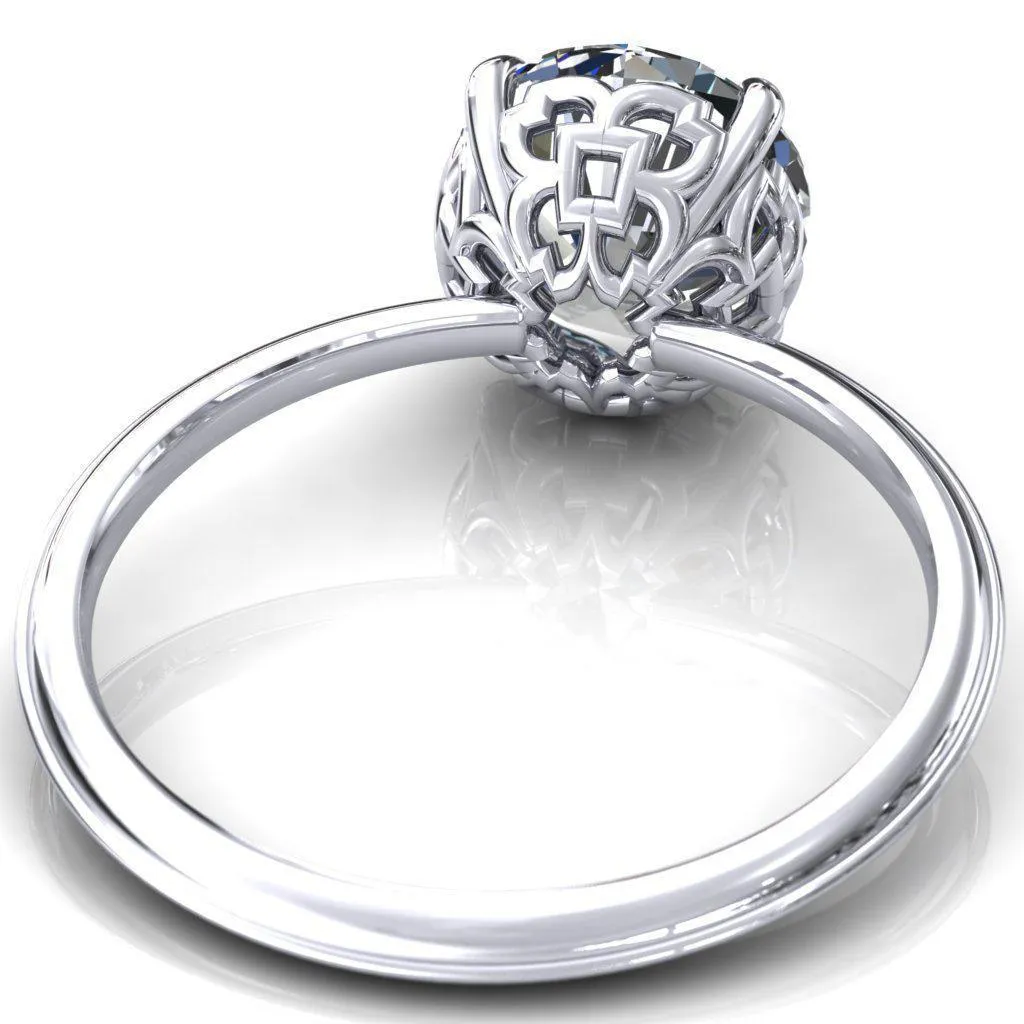 Sunbeam Caligraphy Round Center Stone Engagement Ring