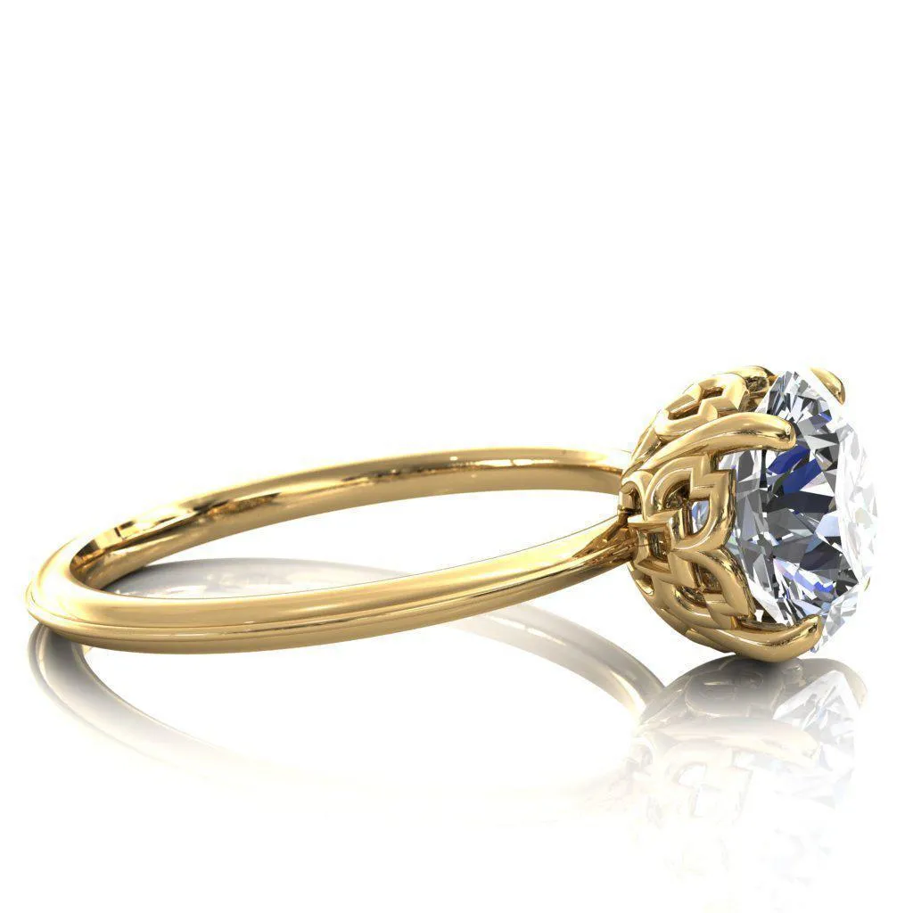 Sunbeam Caligraphy Round Center Stone Engagement Ring