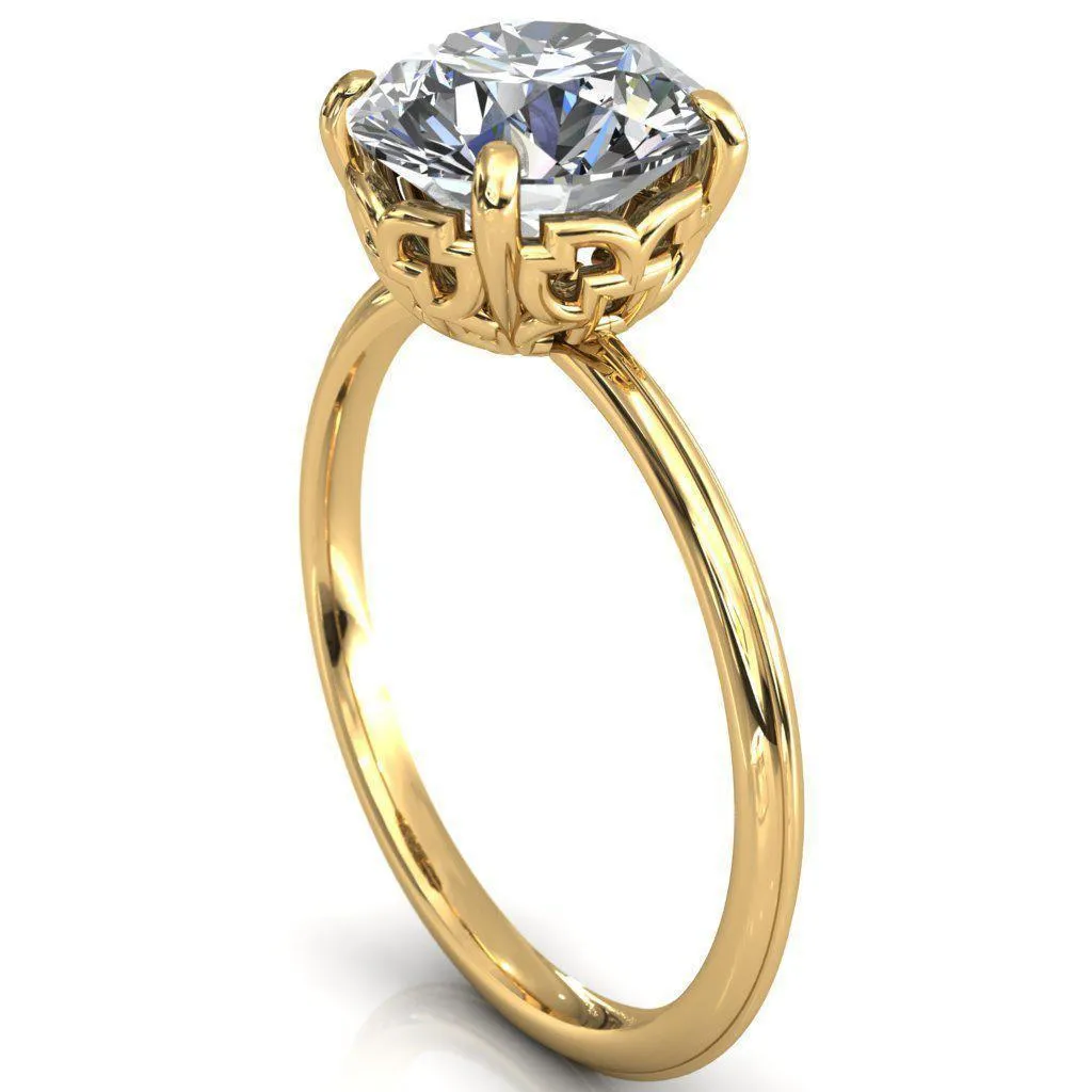 Sunbeam Caligraphy Round Center Stone Engagement Ring