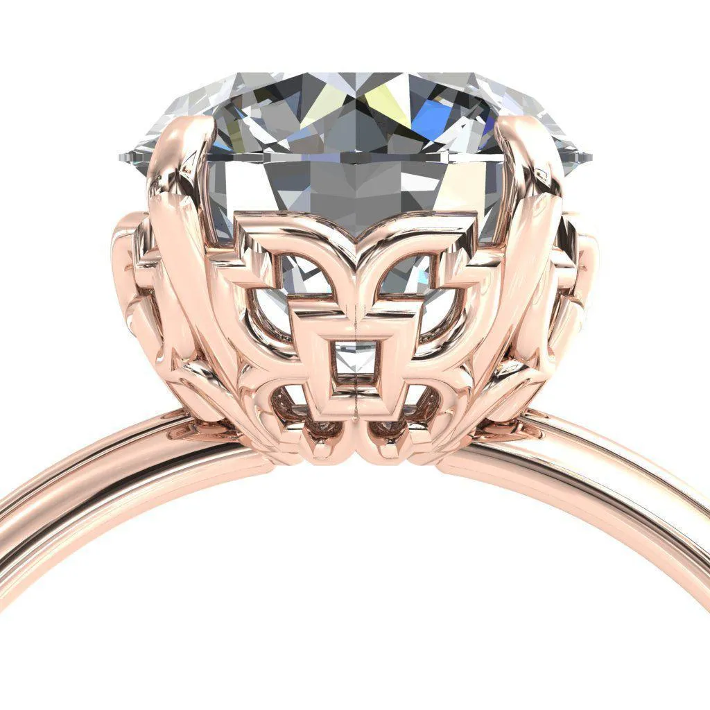 Sunbeam Caligraphy Round Center Stone Engagement Ring