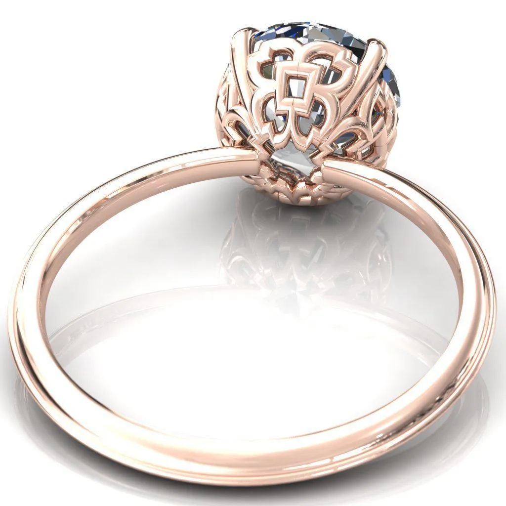 Sunbeam Caligraphy Round Center Stone Engagement Ring