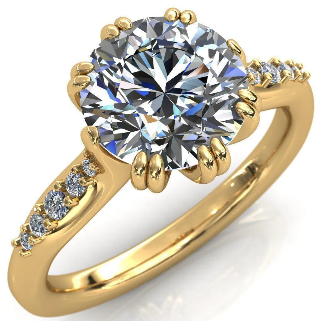 Sunrise Round Center Stone Engagement Ring