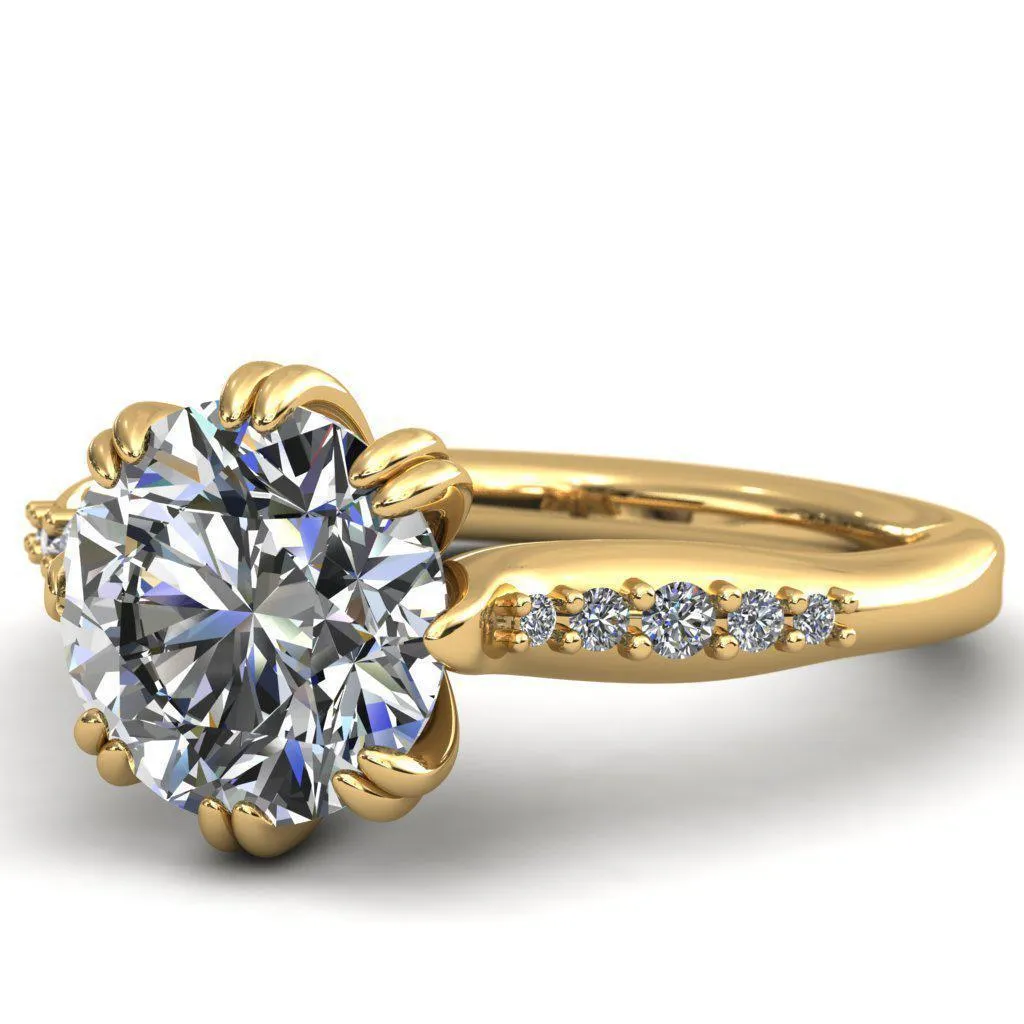 Sunrise Round Center Stone Engagement Ring