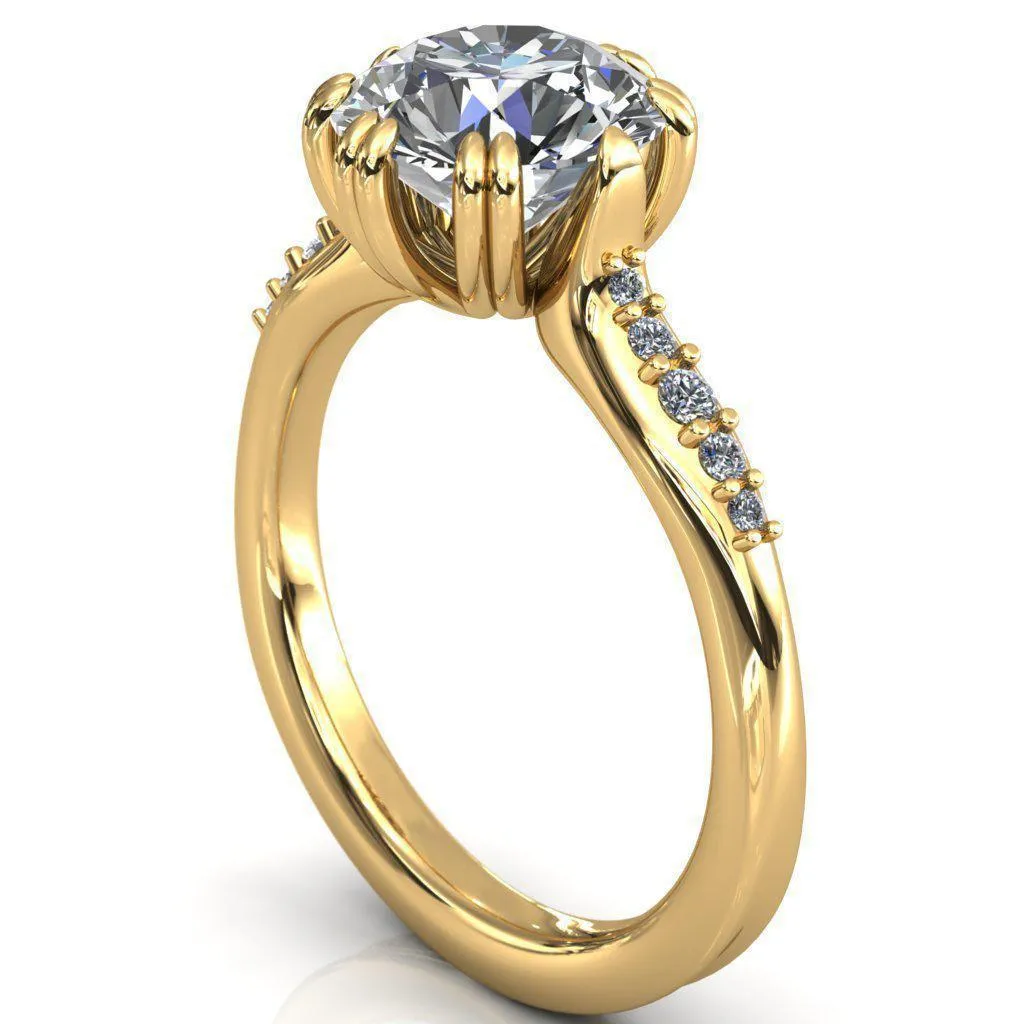 Sunrise Round Center Stone Engagement Ring