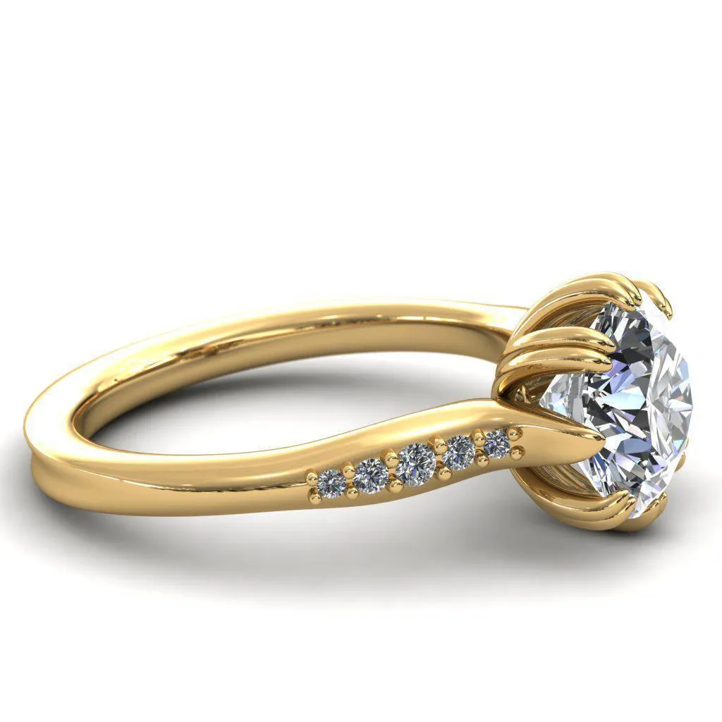 Sunrise Round Center Stone Engagement Ring