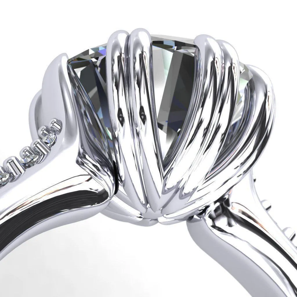 Sunrise Round Center Stone Engagement Ring