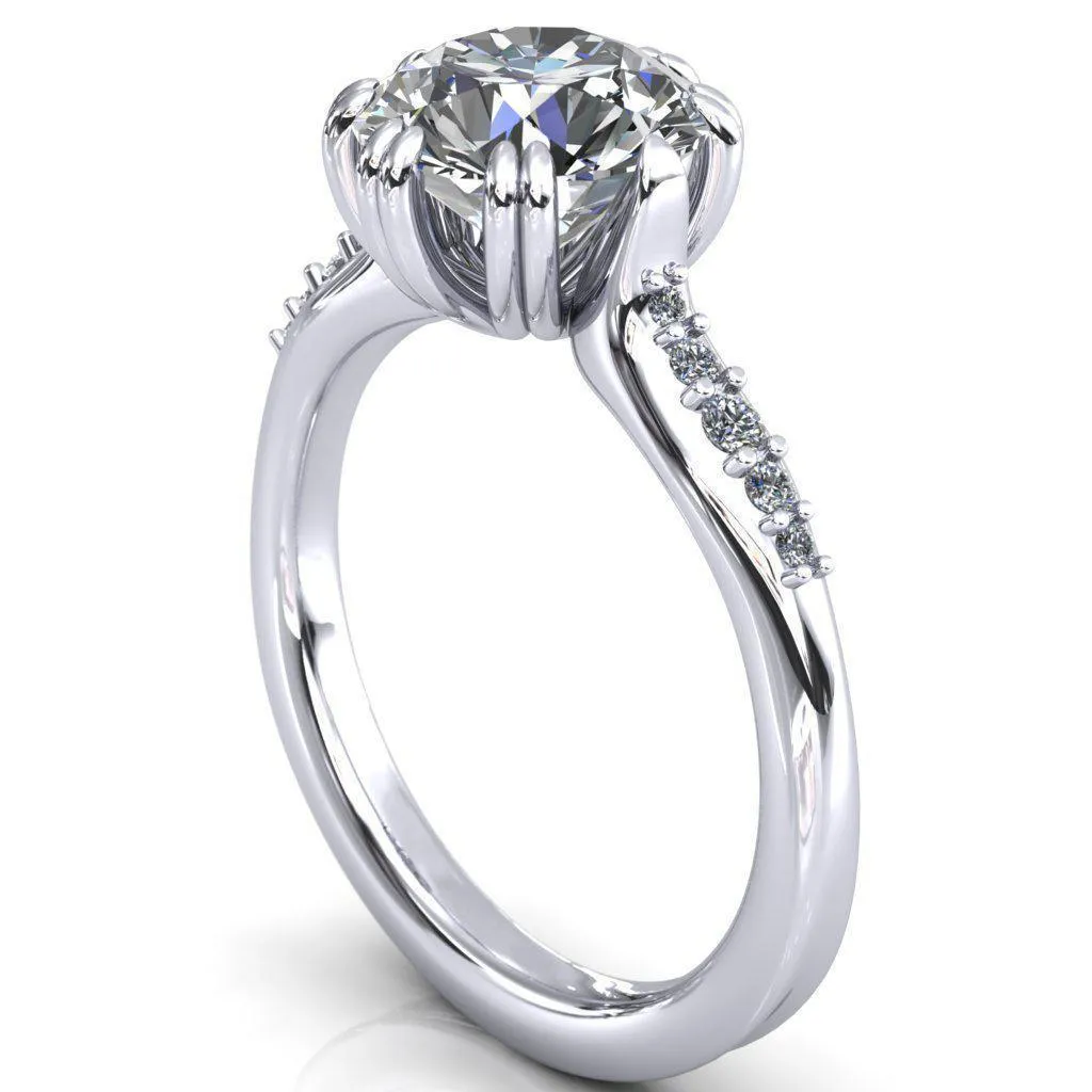Sunrise Round Center Stone Engagement Ring