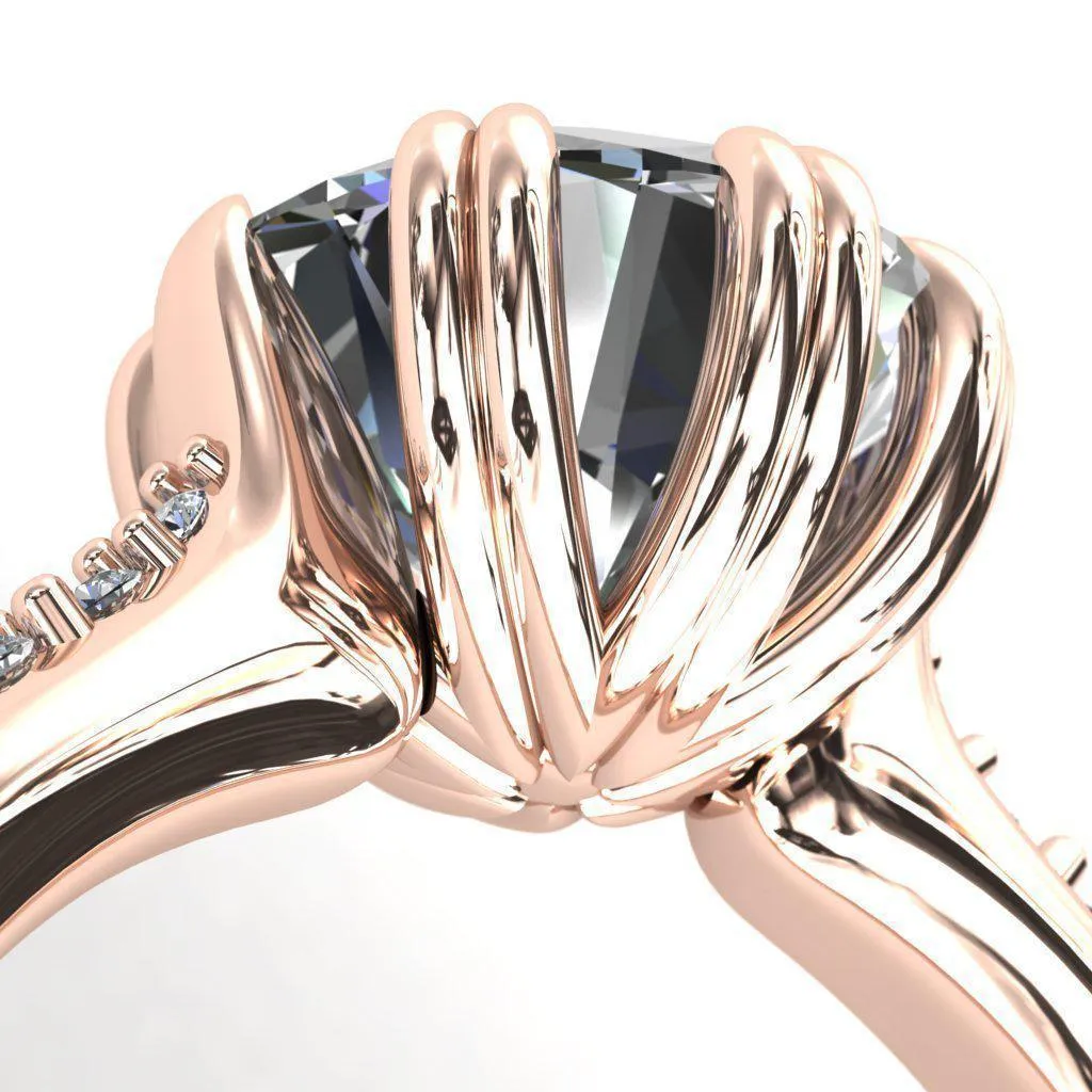 Sunrise Round Center Stone Engagement Ring