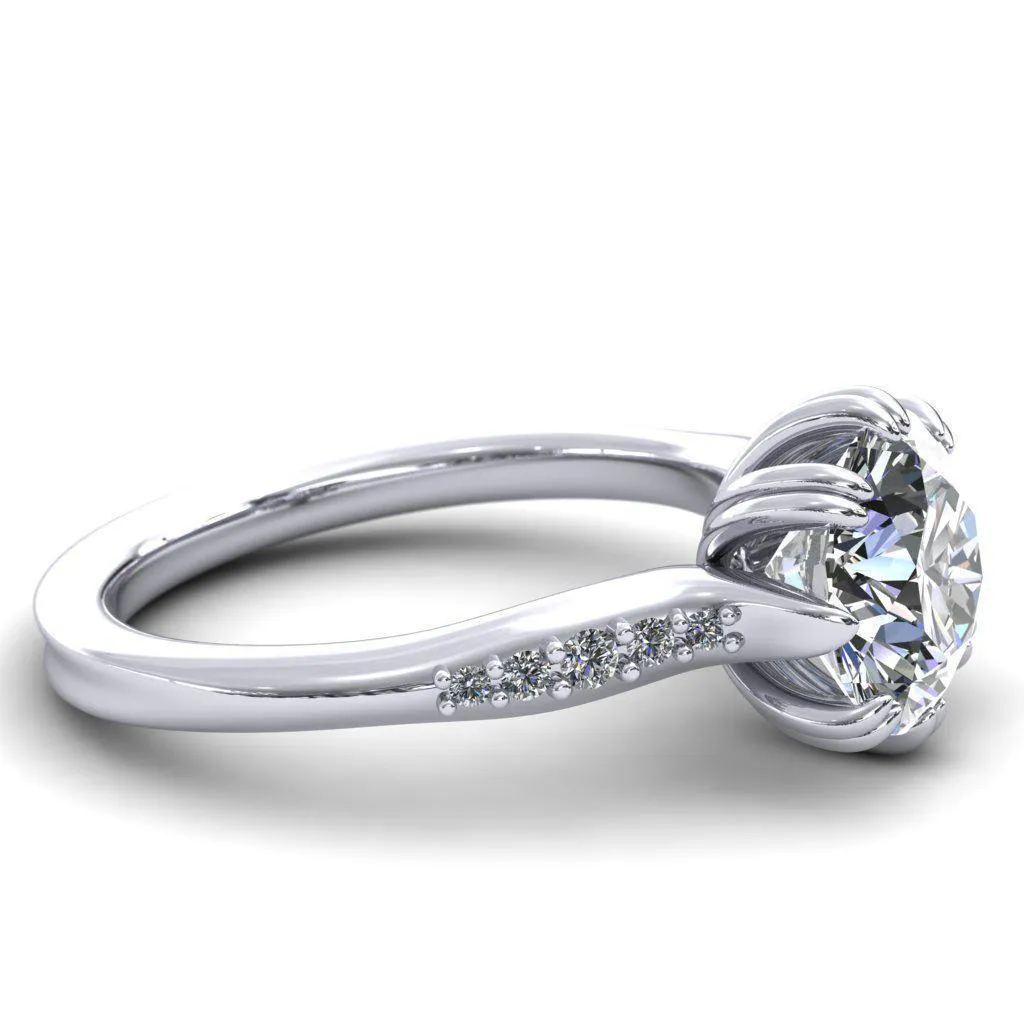 Sunrise Round Center Stone Engagement Ring