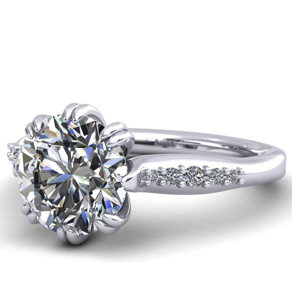 Sunrise Round Center Stone Engagement Ring