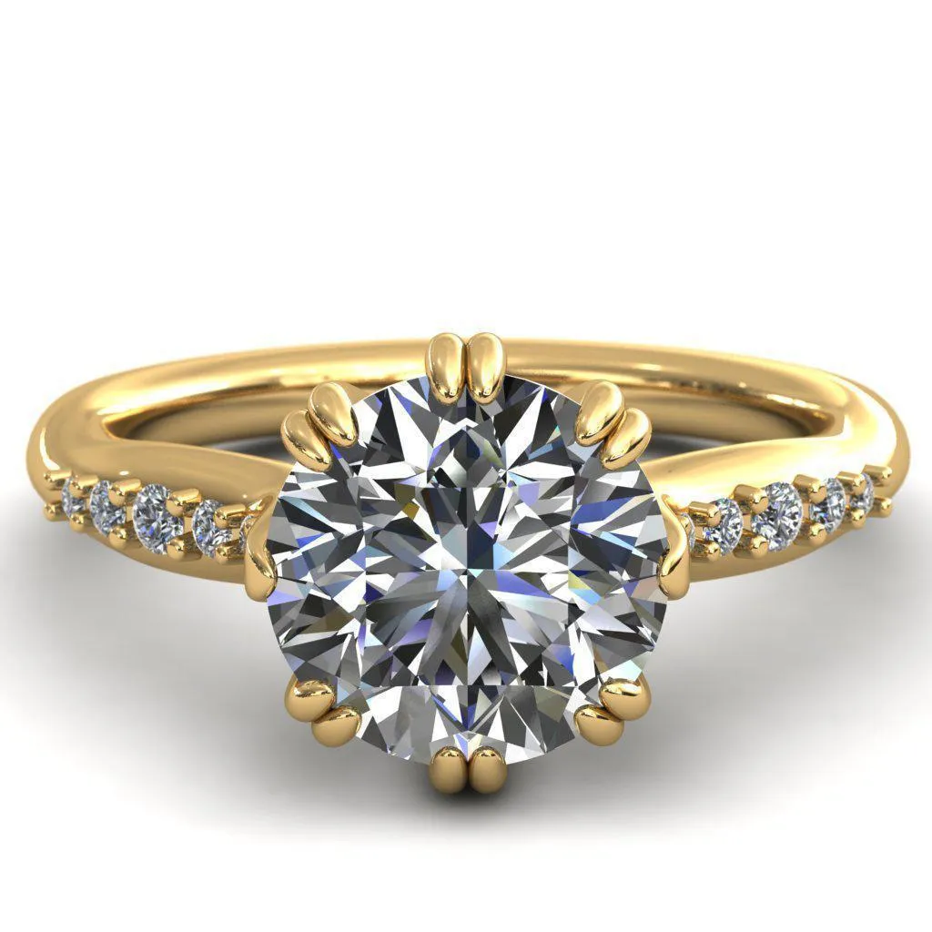 Sunrise Round Center Stone Engagement Ring