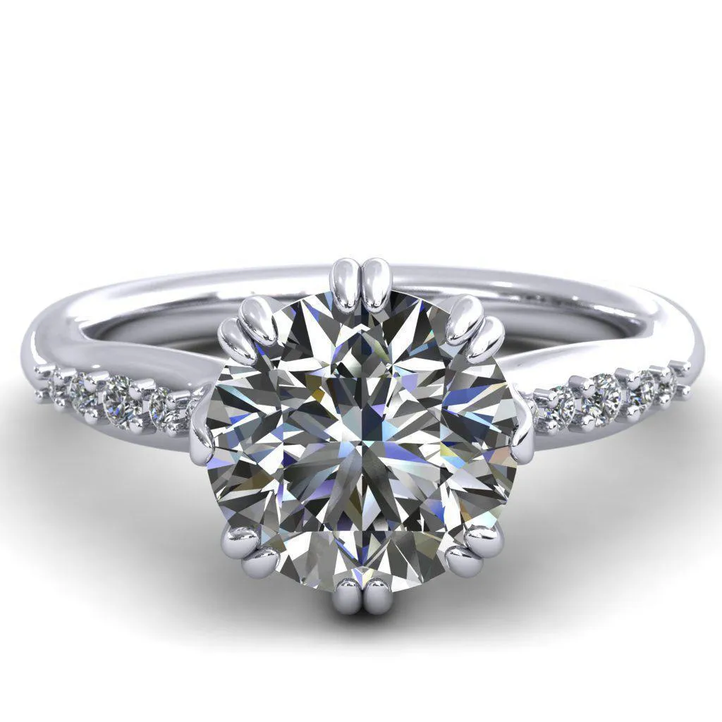 Sunrise Round Center Stone Engagement Ring