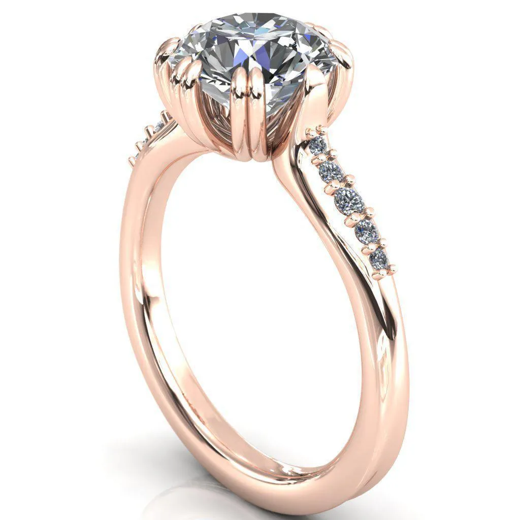 Sunrise Round Center Stone Engagement Ring
