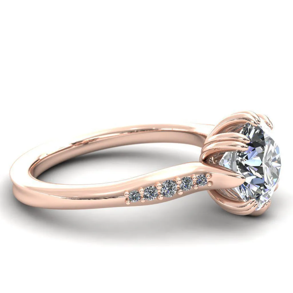 Sunrise Round Center Stone Engagement Ring