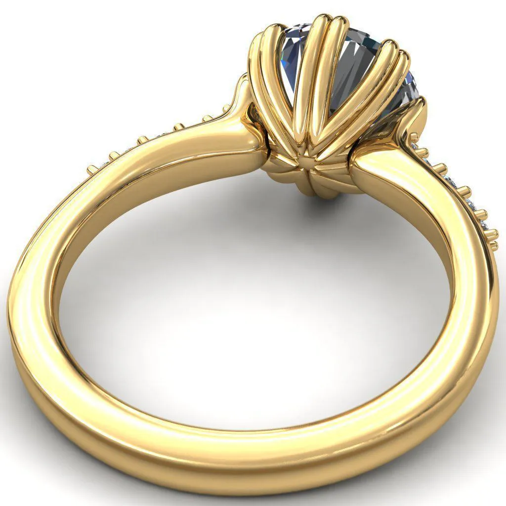 Sunrise Round Center Stone Engagement Ring