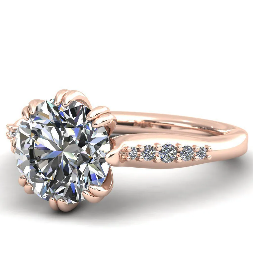 Sunrise Round Center Stone Engagement Ring