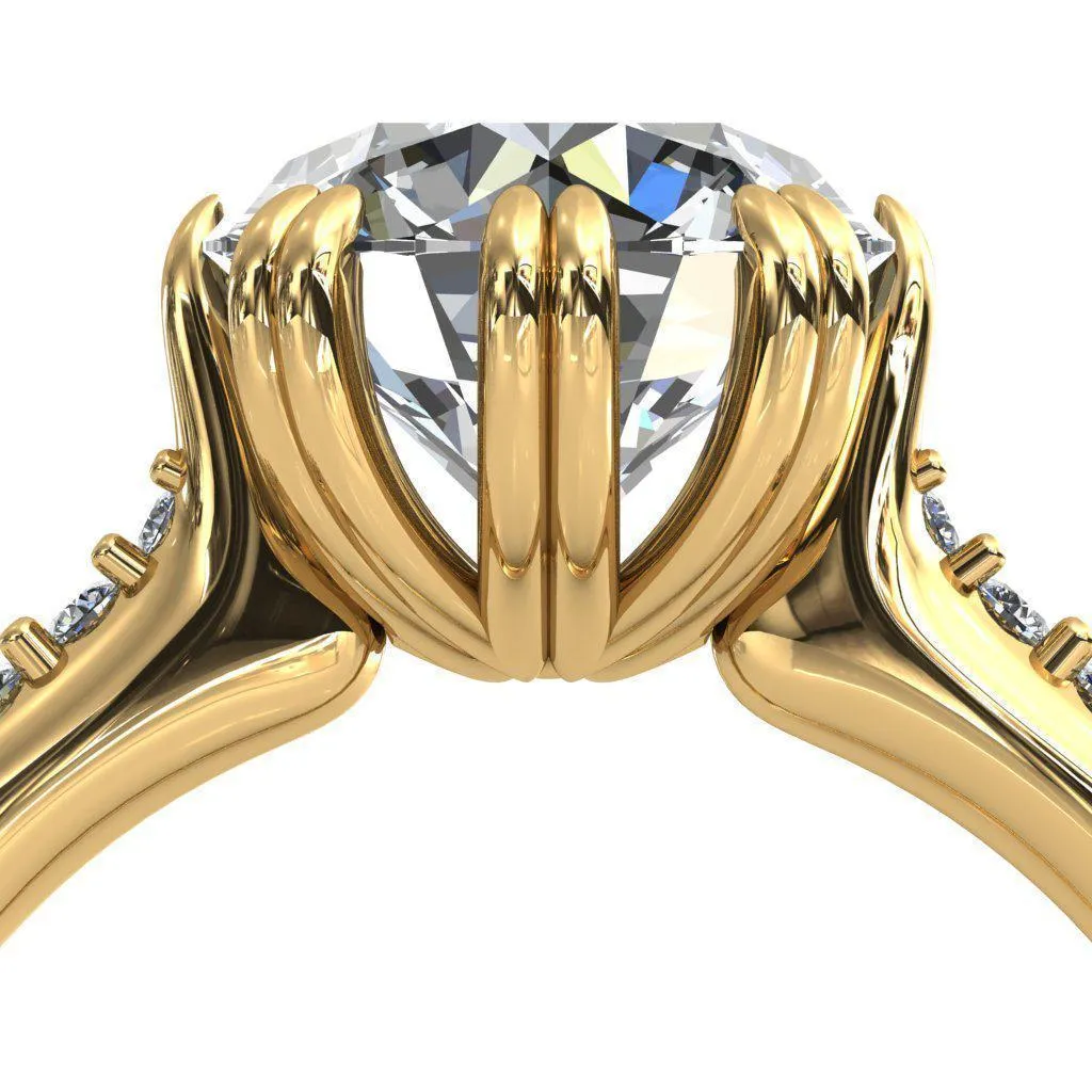 Sunrise Round Center Stone Engagement Ring