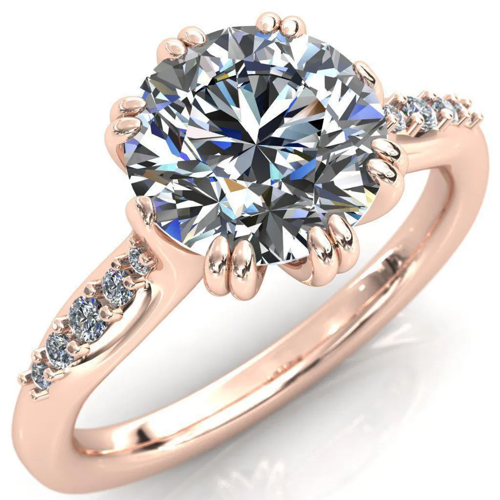 Sunrise Round Center Stone Engagement Ring