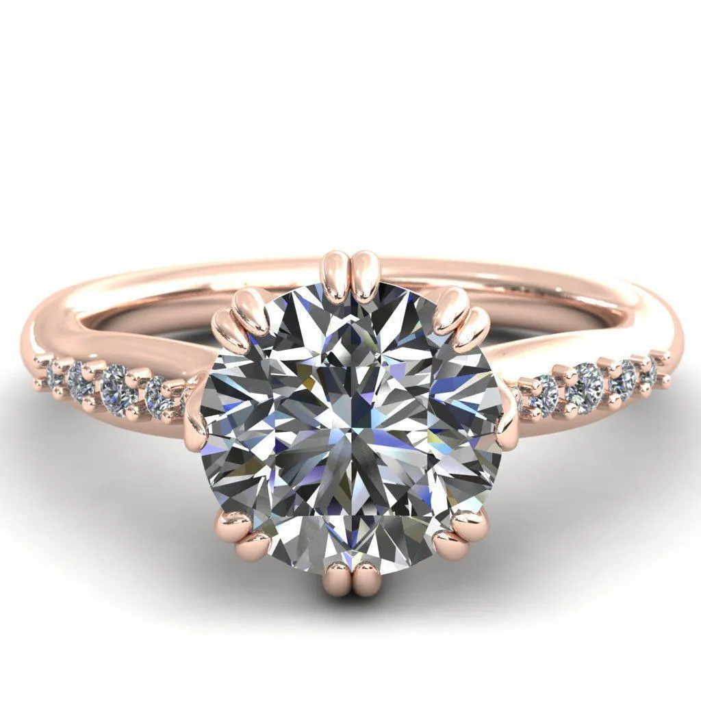 Sunrise Round Center Stone Engagement Ring