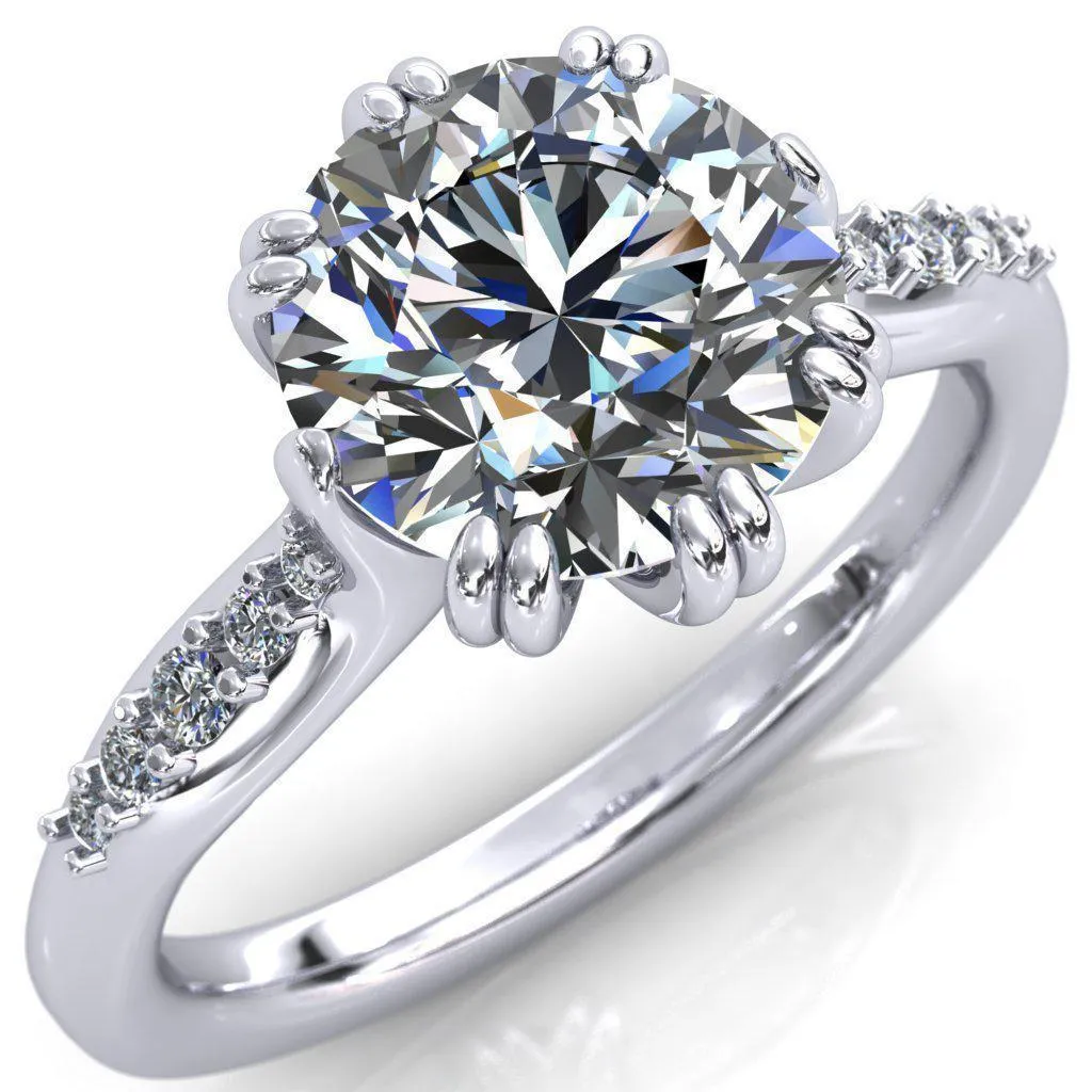 Sunrise Round Center Stone Engagement Ring