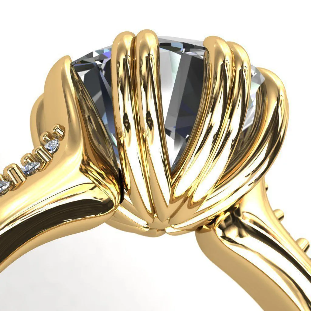 Sunrise Round Center Stone Engagement Ring